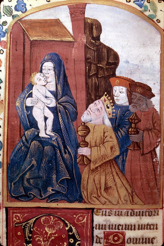 Adoration des Mages d’un Livre d’Heures à l’usage de Clermont, fin du XVe siècle